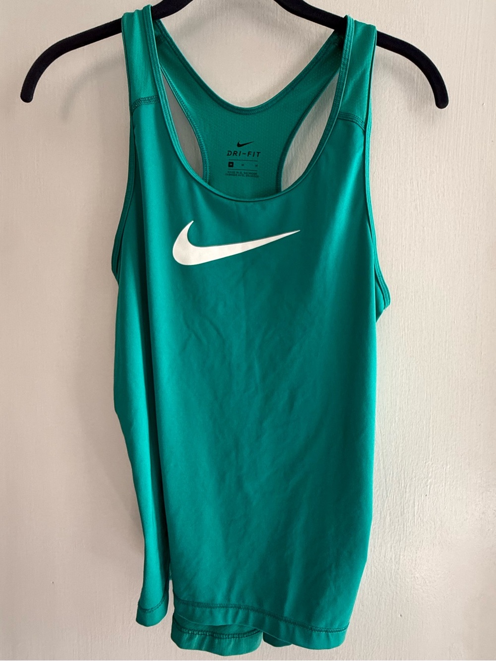 Nike Teal Athletic Racerback Tank with White Swoosh Size M
